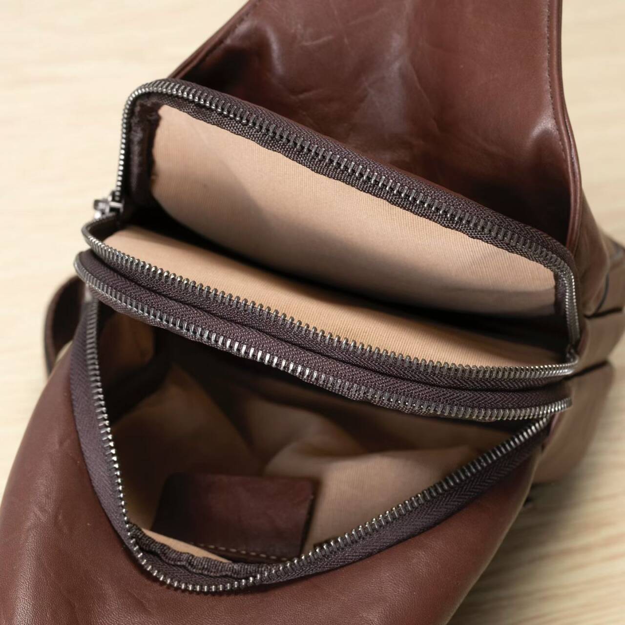 Men's Genuine Leather Crossbody Chest Bag with Lock