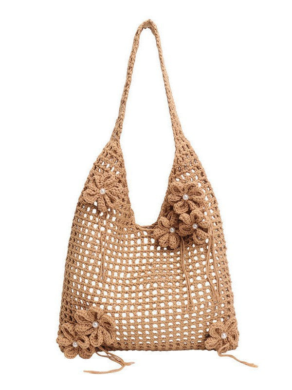 Knitted Hollow-Out Shoulder Tote Bag